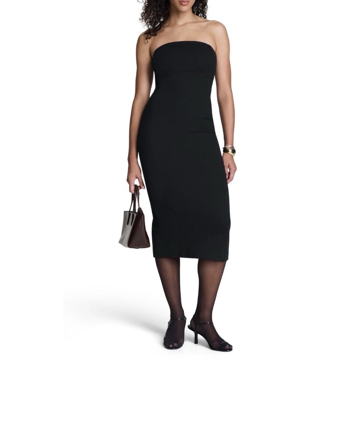 NWT SPANX Medium Ponte Midi Dress Strapless Slimming Career Cocktail Shapewear M