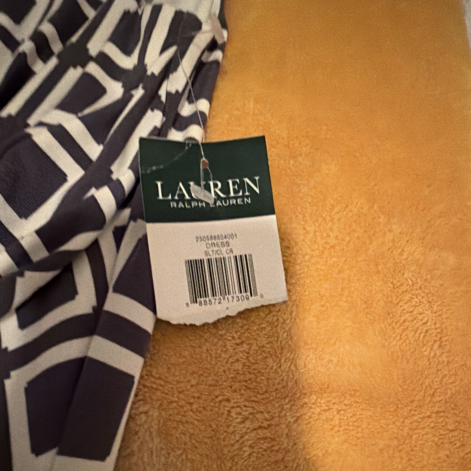 Lauren Ralph Lauren Gray Geometric Twist Sheath Long Dress 4 Boat Neck Silk