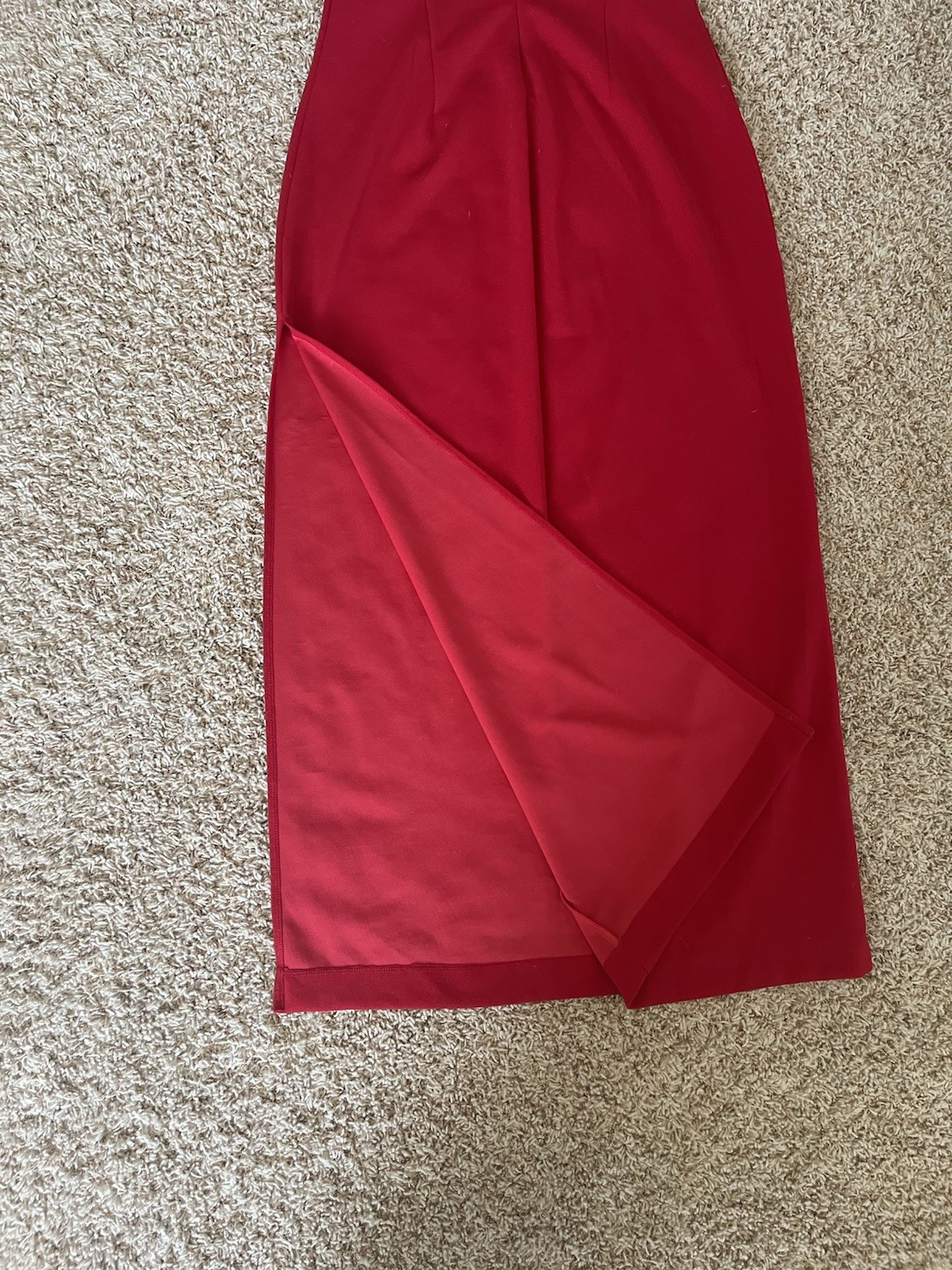Rachel Roy Sexy Red Bodycon Halter Fitted Dress with Thigh High Split Large
