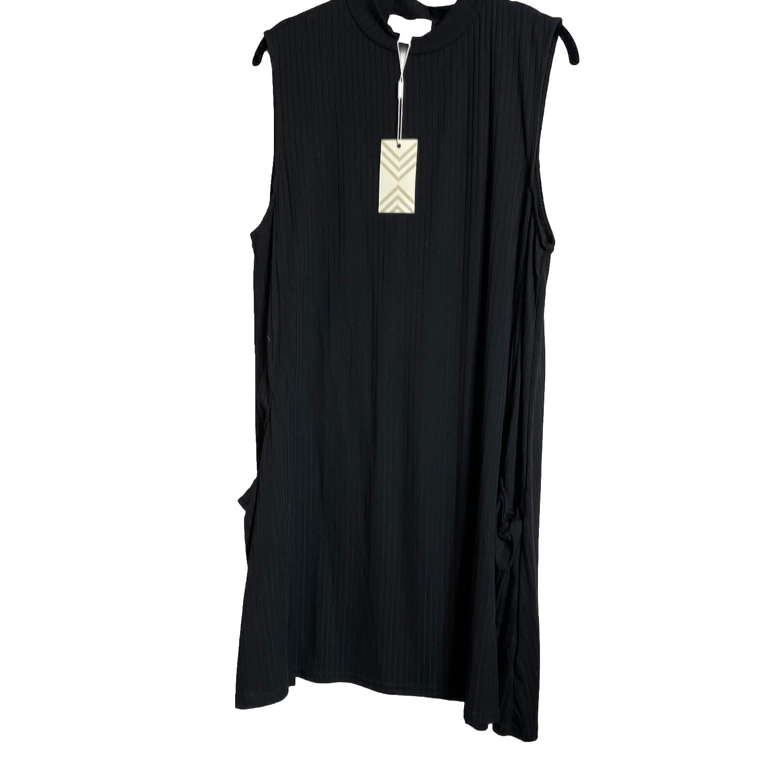 Step Up Womens Black Mock Turtleneck Sleeveless Dress Size 2XL Pockets