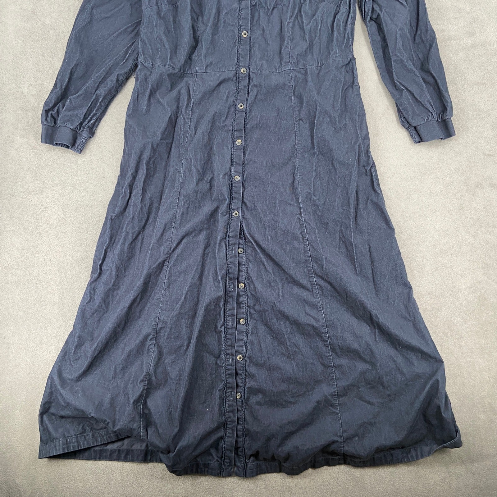 Boden Navy Blue Corduroy Maxi Shirt Dress Long Sleeve Cotton Pockets US 20-22 L