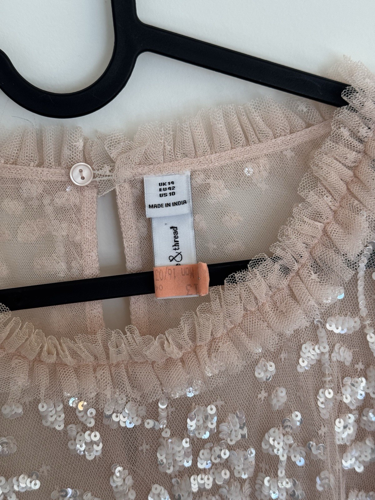 Needle And Thread Celia Long Sleeve Mini Dress Pink Sequins