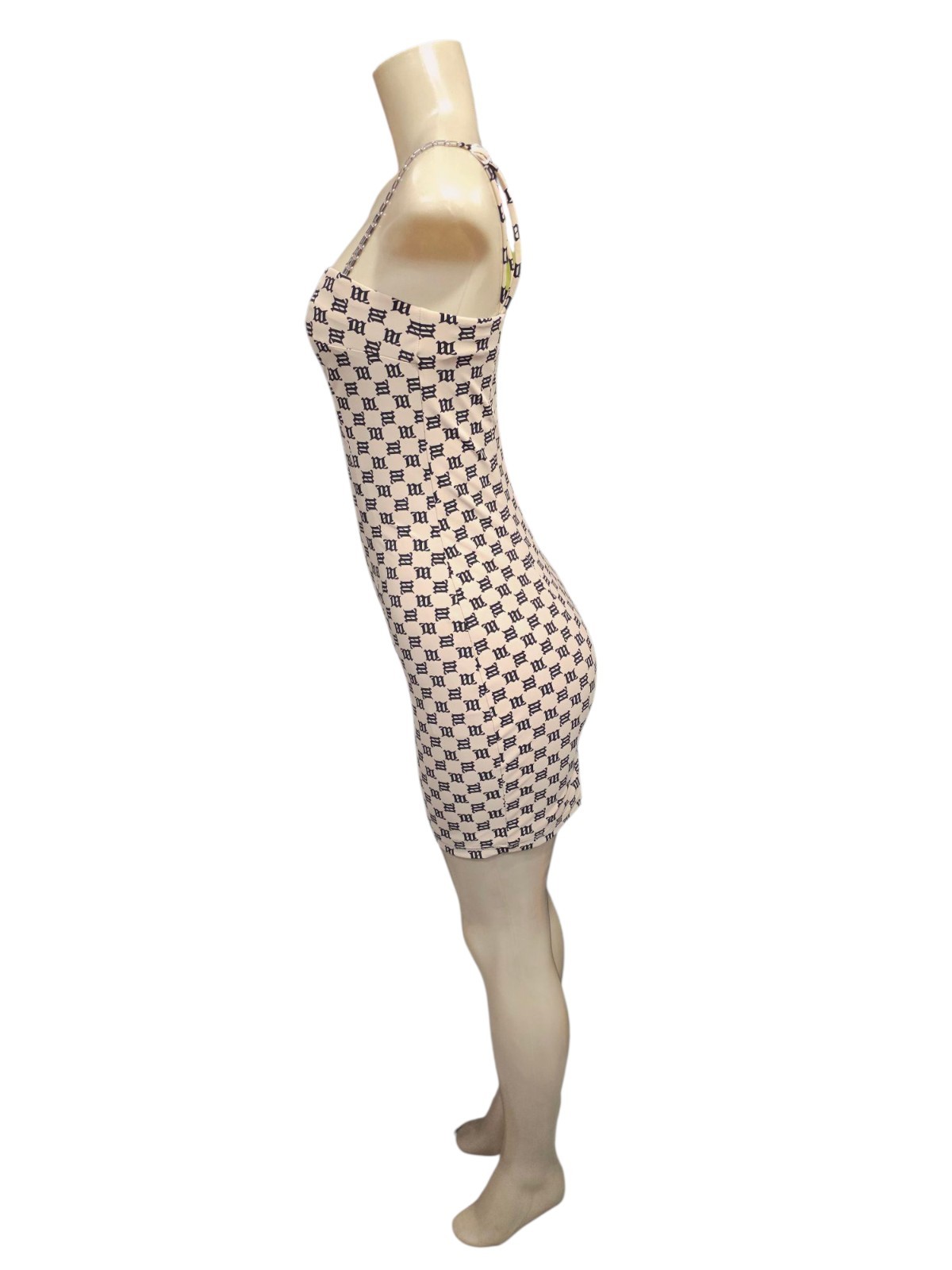 MISBHV Beige & Black Logo Monogram Mini Dress XS