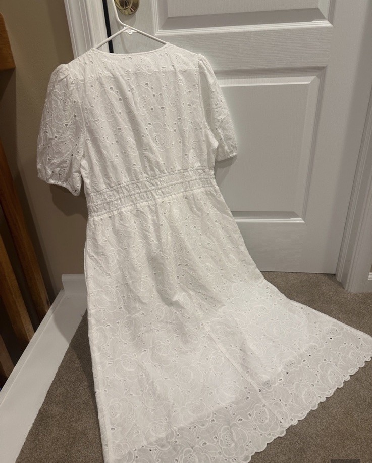 White Eyelet Maxi Dress with Puff Sleeves