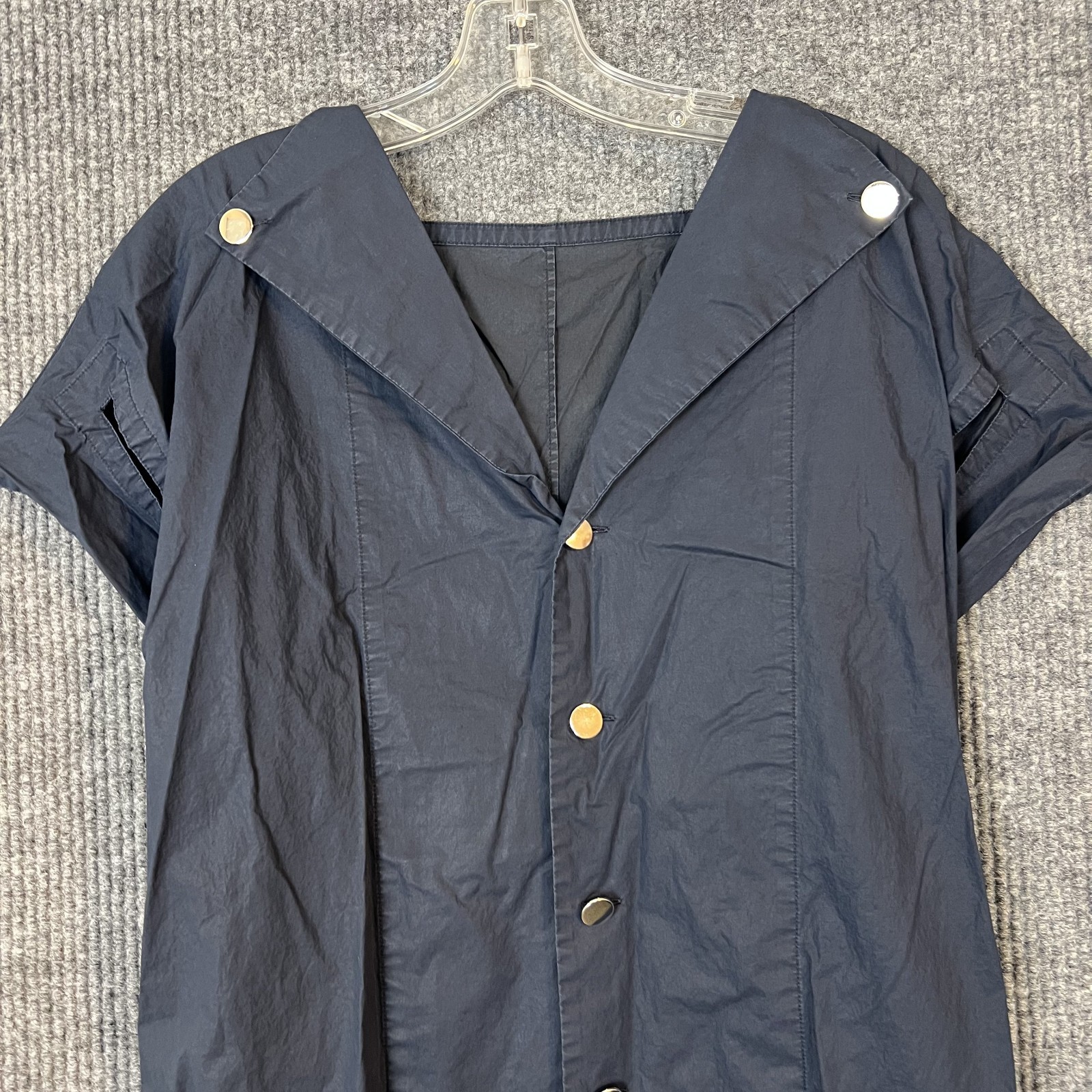 Plan C Button Back Midi Dress Size 38 Blue Short Sleeve Luxury Capsule