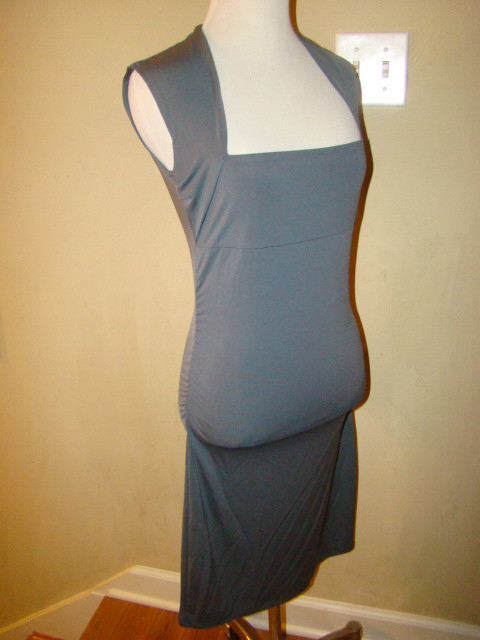 SLATE DARK GRAY GREY SATIN RUCHED WIGGLE MINI DRESS SEXY SIZE M