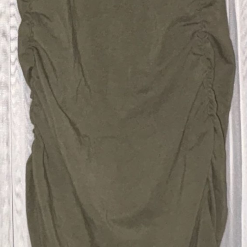 Isabel Maternity Sleeveless Ruched Side Tank Dress Olive Green