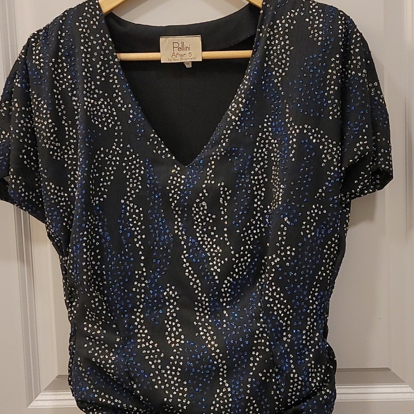 Vintage 1980s Pellini Black Rhinestone Cocktail Dress