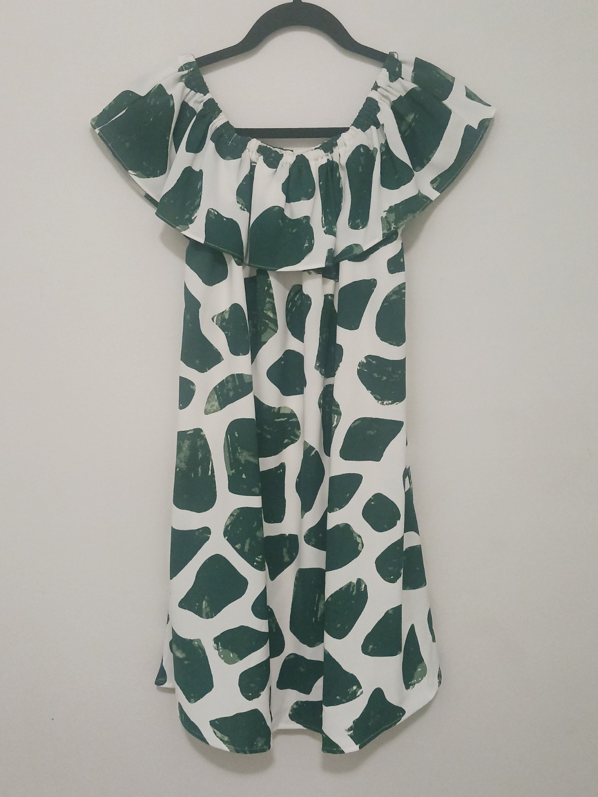 Nine West Boho Giraffe Animal Print Dress Safari XS Green/White Sheath Jungle