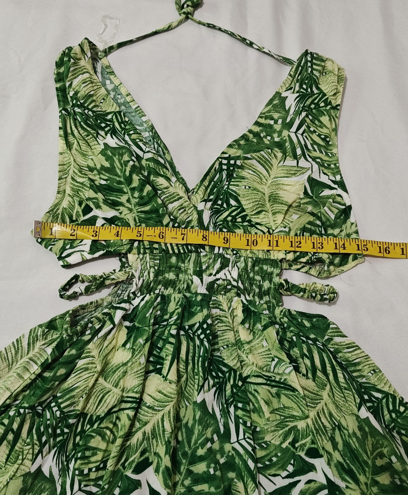 Justify Fit & Flare Mini dress Cut Out Waisted Women’s Size Medium Green Stretch