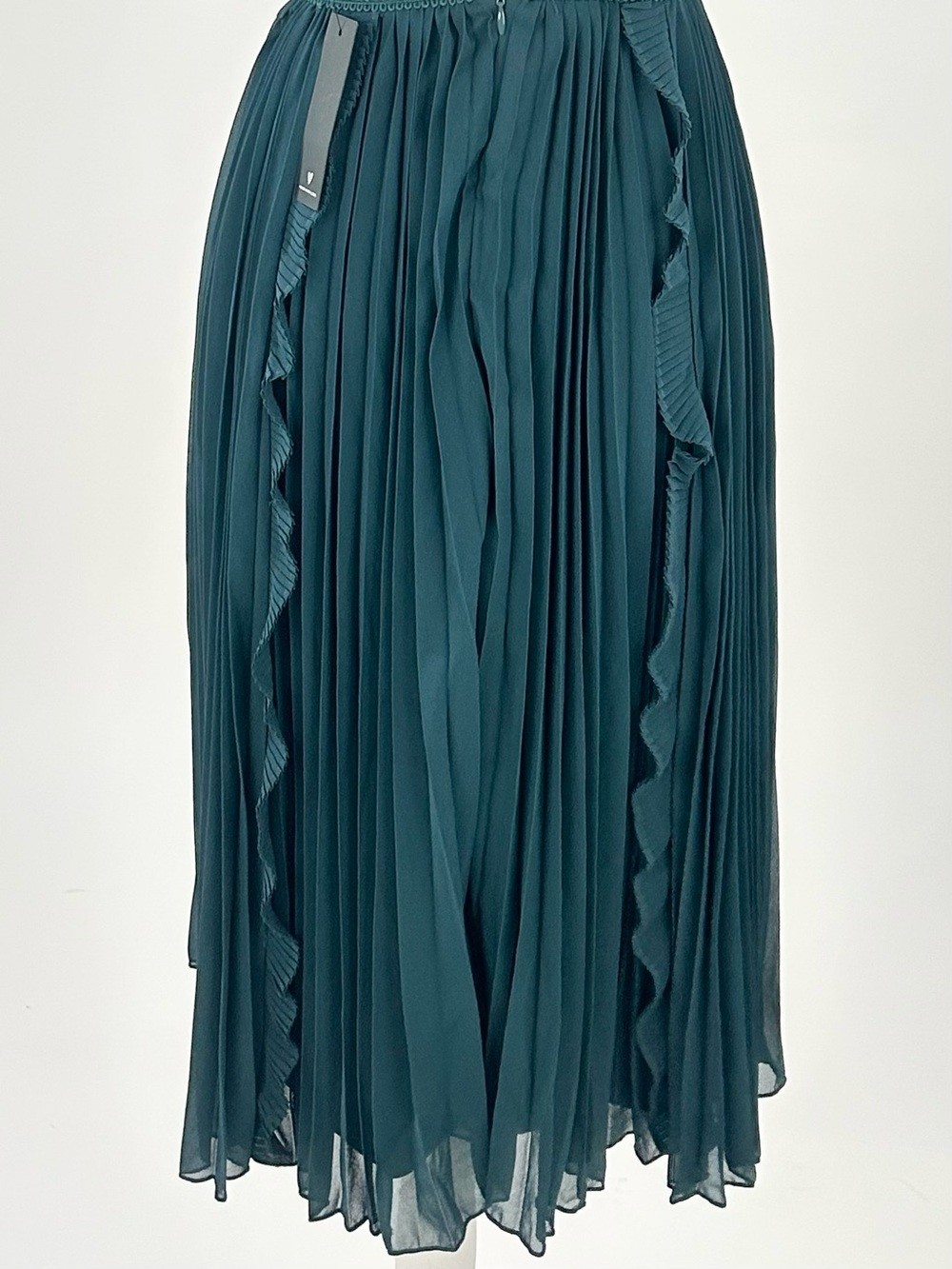 Lulus NWT Teal Pleated Chiffon Midi Dress Ruffle Tie Strap Cottagecore XXS