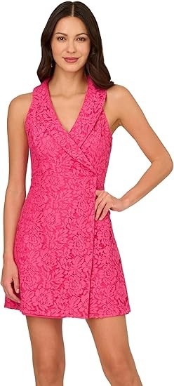 Adrianna Papell Women’s Lace Tuxedo Short Dress Size 14 NEW