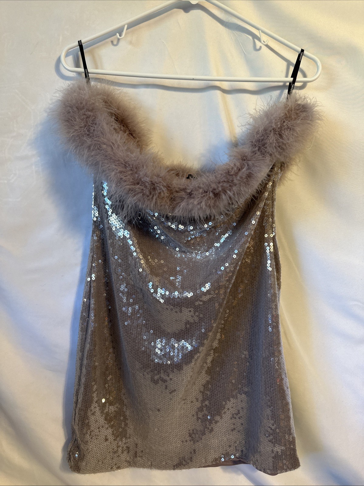 Forever 21 DRESS Mauve sequin strapless Taylor Swift Style Side Zipper XL Q