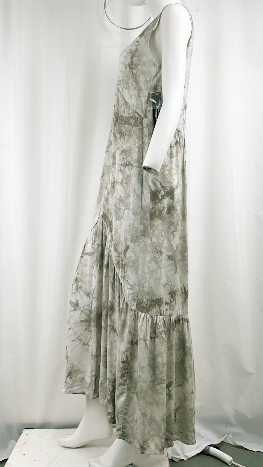 Tribal Brand Sleeveless 3-Tiered Boho Maxi Dress “Fern” Tie Dye XS