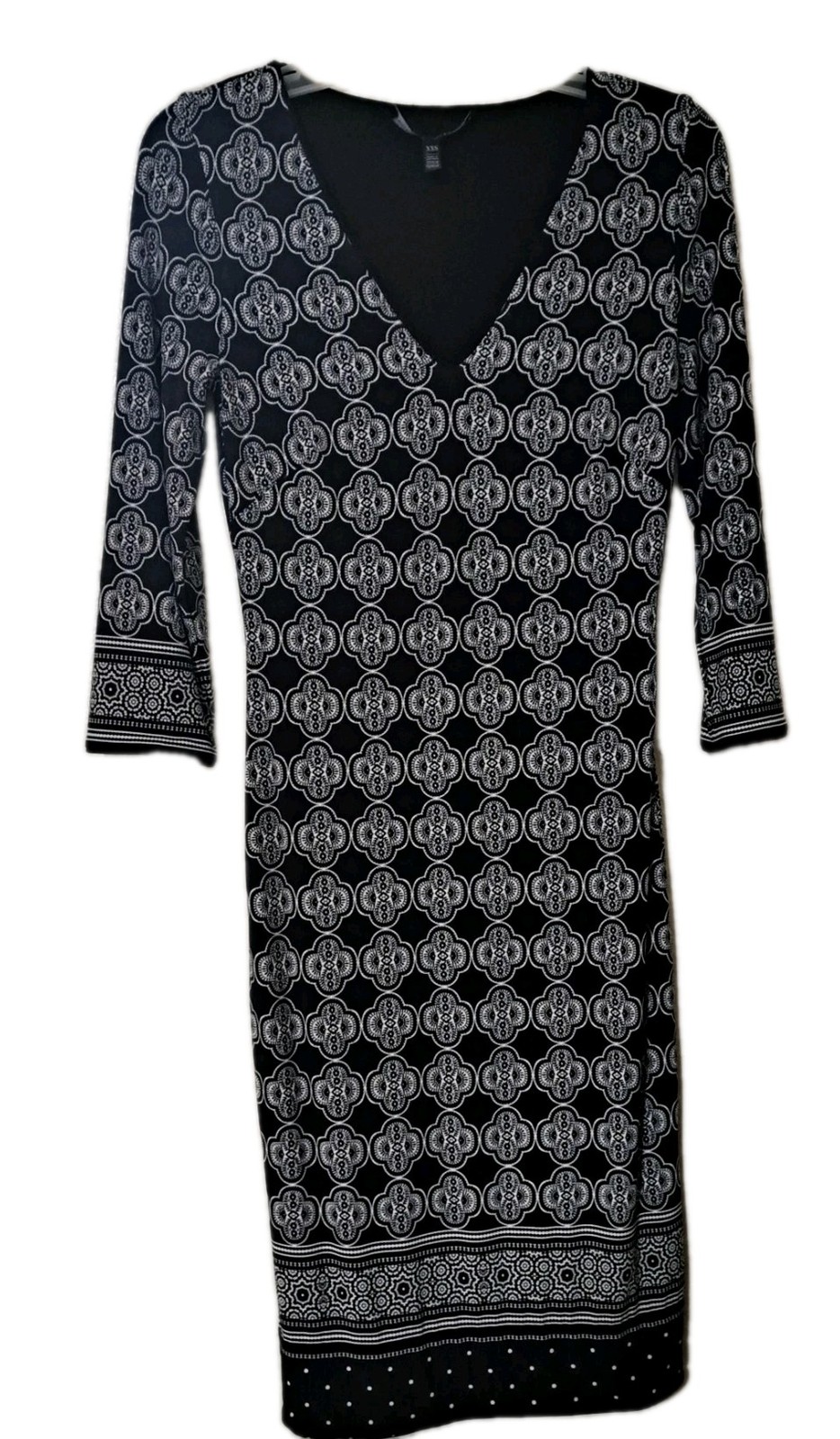 White House Black Market Women Dress Reversible XXS Black Bandana Paisley Sheath