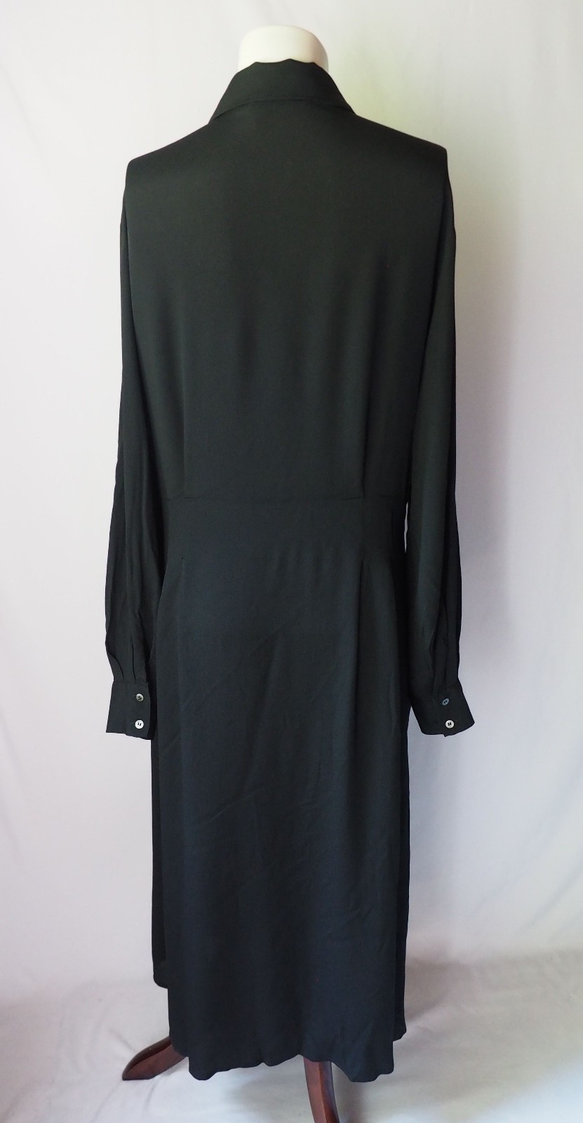 Beatrice B Made In Italy Acetate Silk Blend A-Line Shirt Dress Black Size L US 8