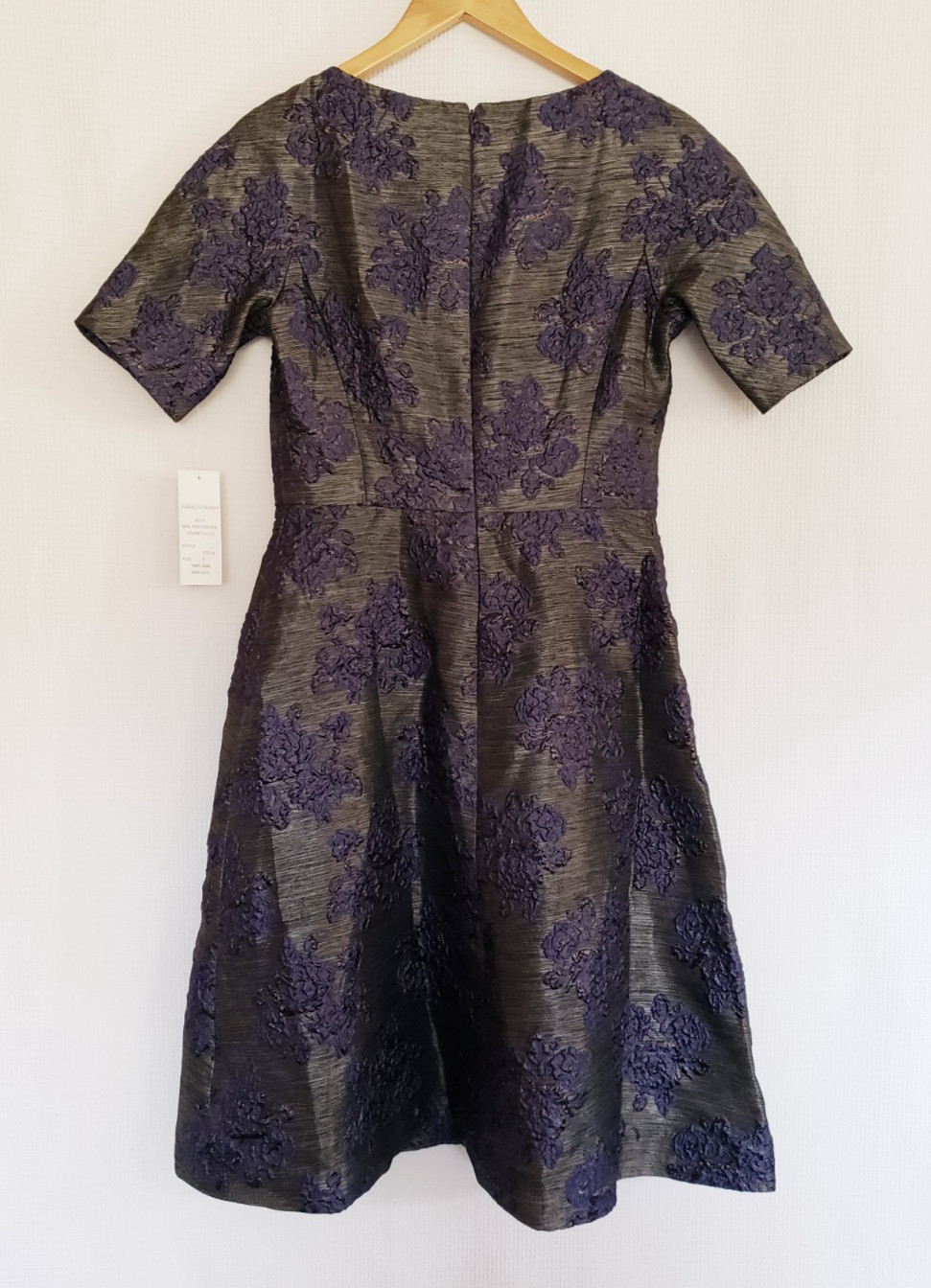 Rickie Freeman Teri Jon Metallic Floral Jacquard Sheath Dress Size 6 MSRP $490