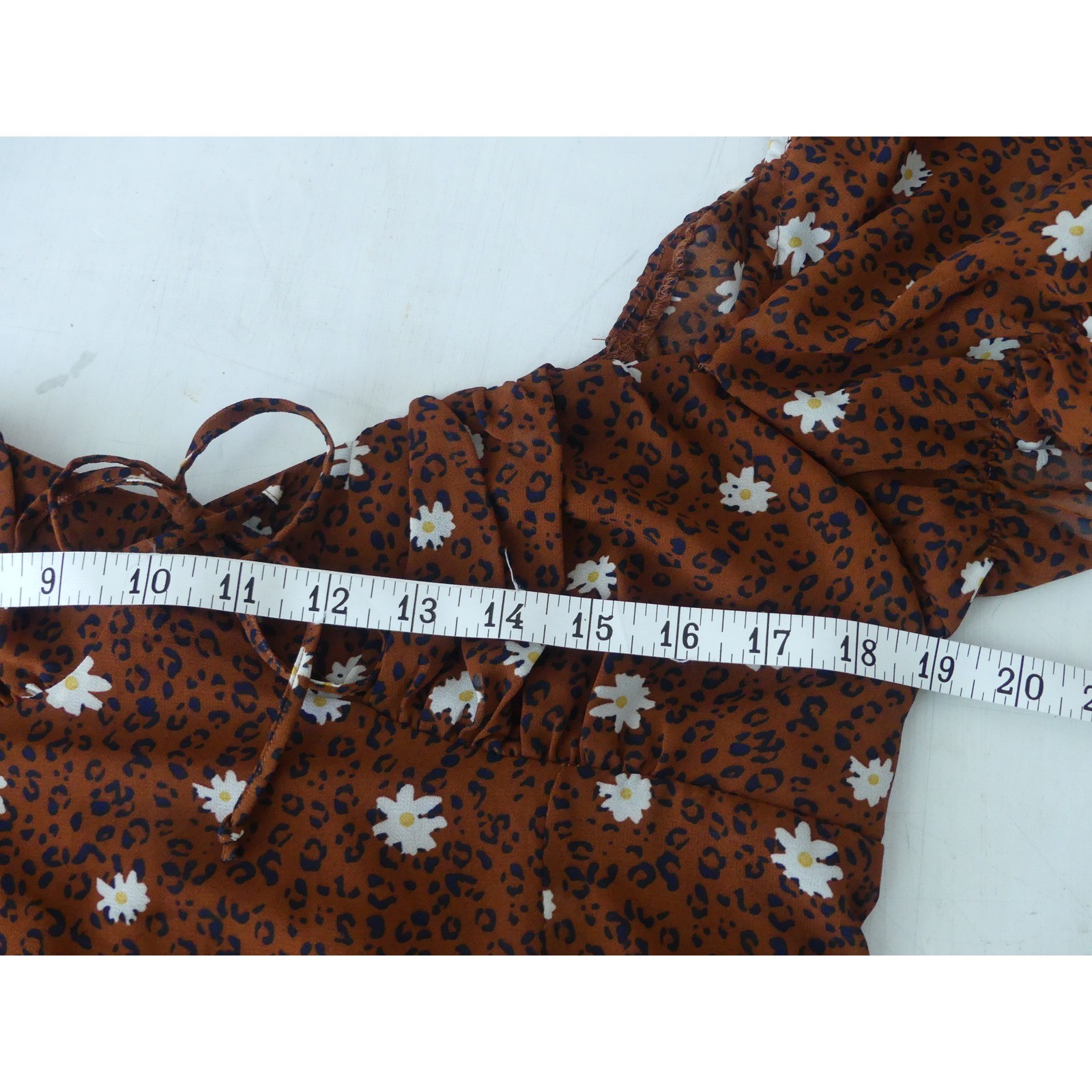 B. Smart Brown Leopard Daisy Print Mini Dress Size 13 NWT