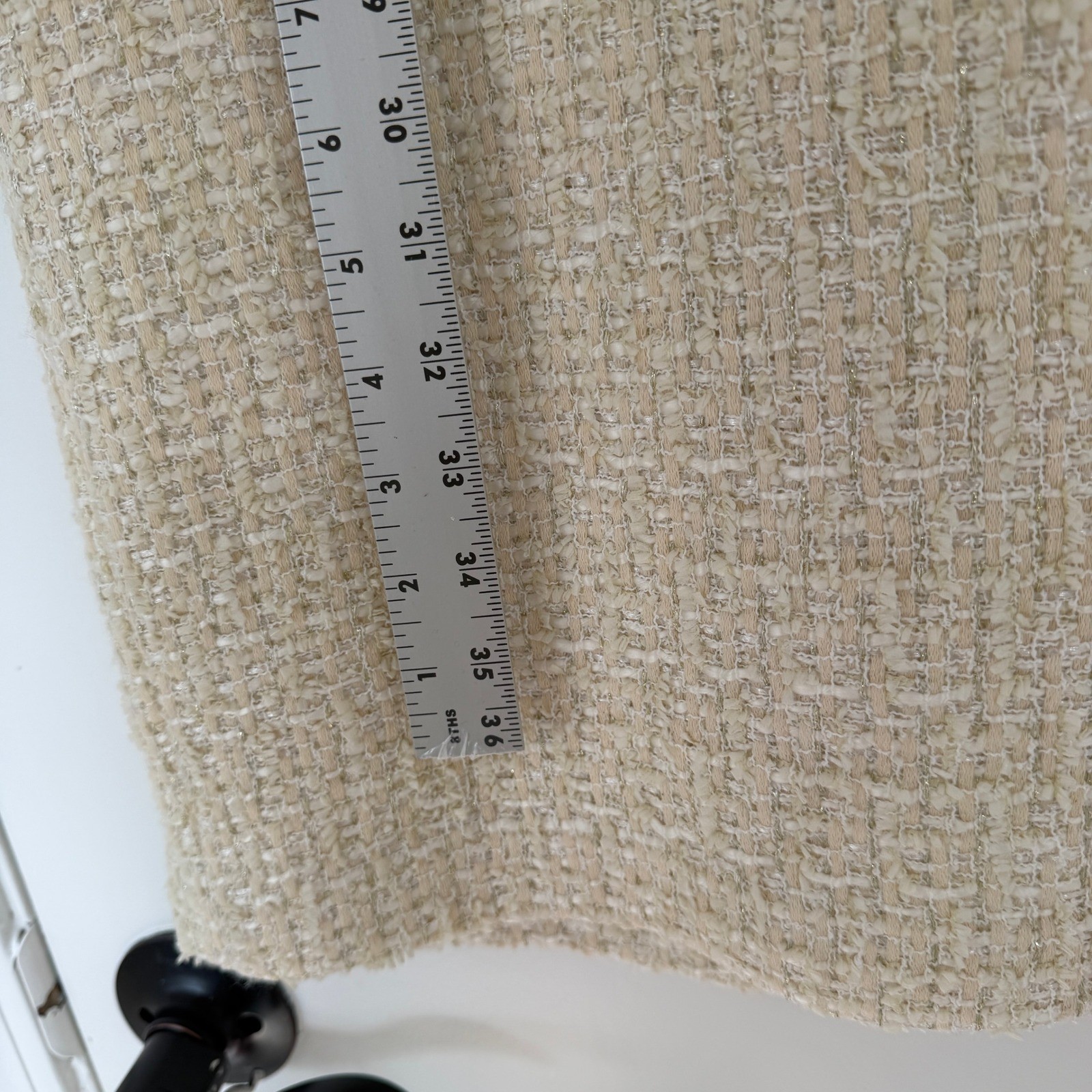 Brooks Brothers Womens Cream Metallic Tweed Embroidered Silk Yoke Dress 10 Ivory