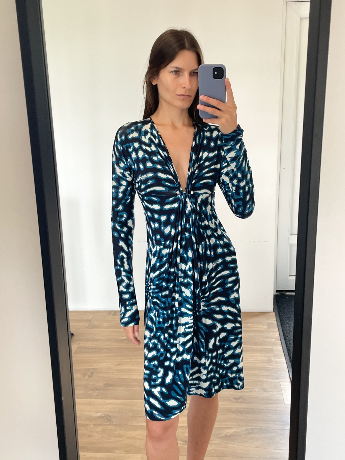 Just Cavalli Y2K Blue Animal Print Stretch Dress S