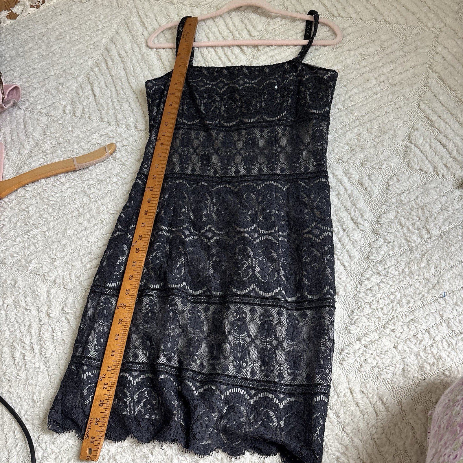Vintage Black Lace Mesh Beaded Sequin Dress