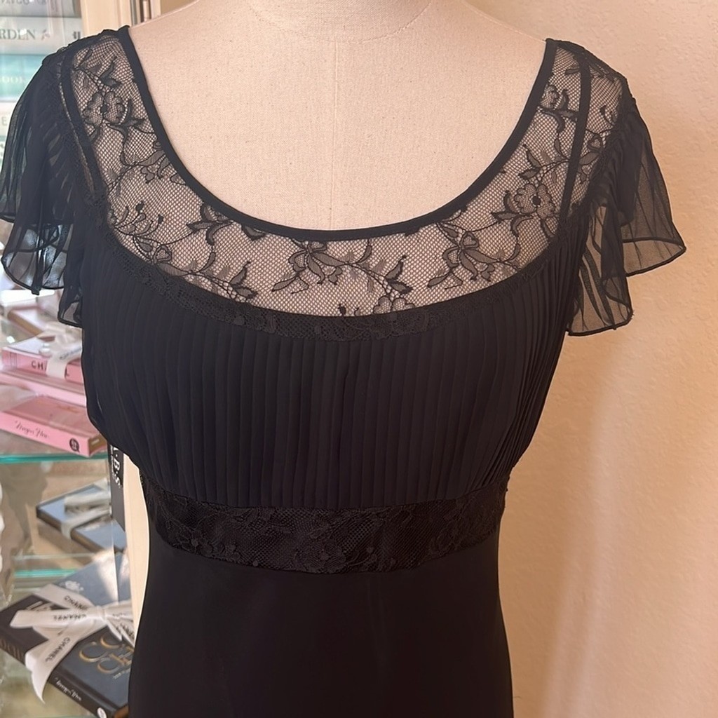 A.B.S. By Allen Schwartz Black Flowy 2 Piece Dress Sz 6