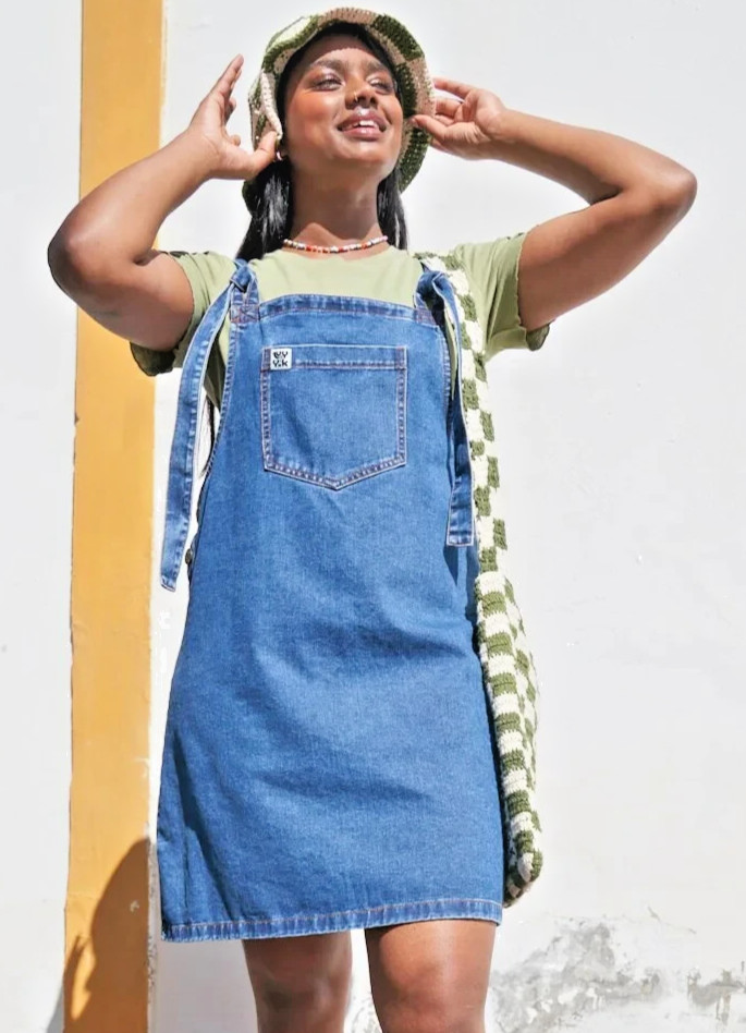 Lucy & Yak Mini Pini Dress Denim Mid Wash Large / UK 18-20 EUC Organic Cotton