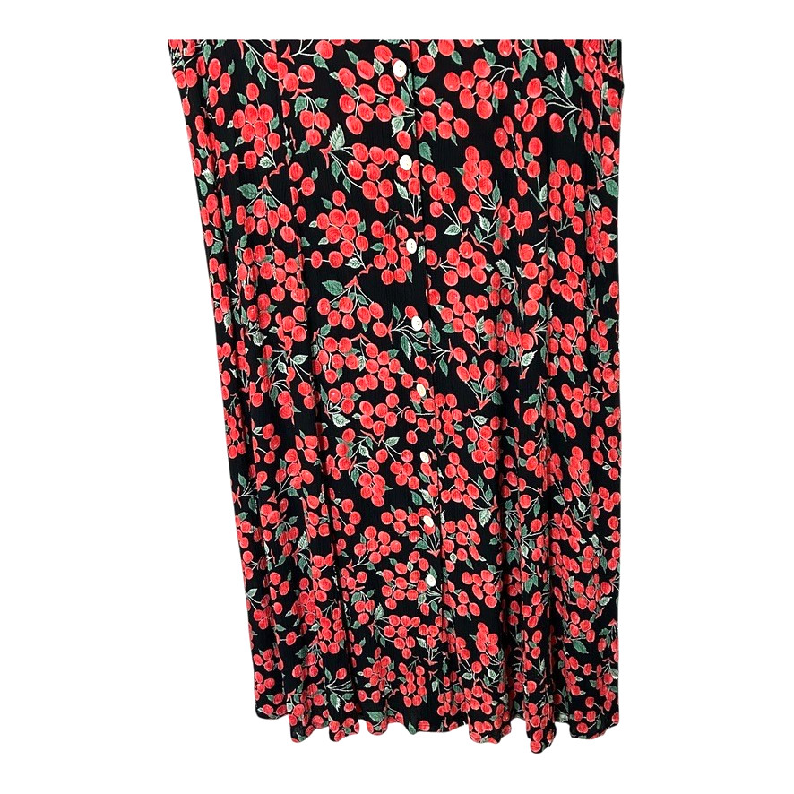 J.G. Hook PETITE Women’s Novelty Cherry Print Dress PXL Button Rayon VINTAGE