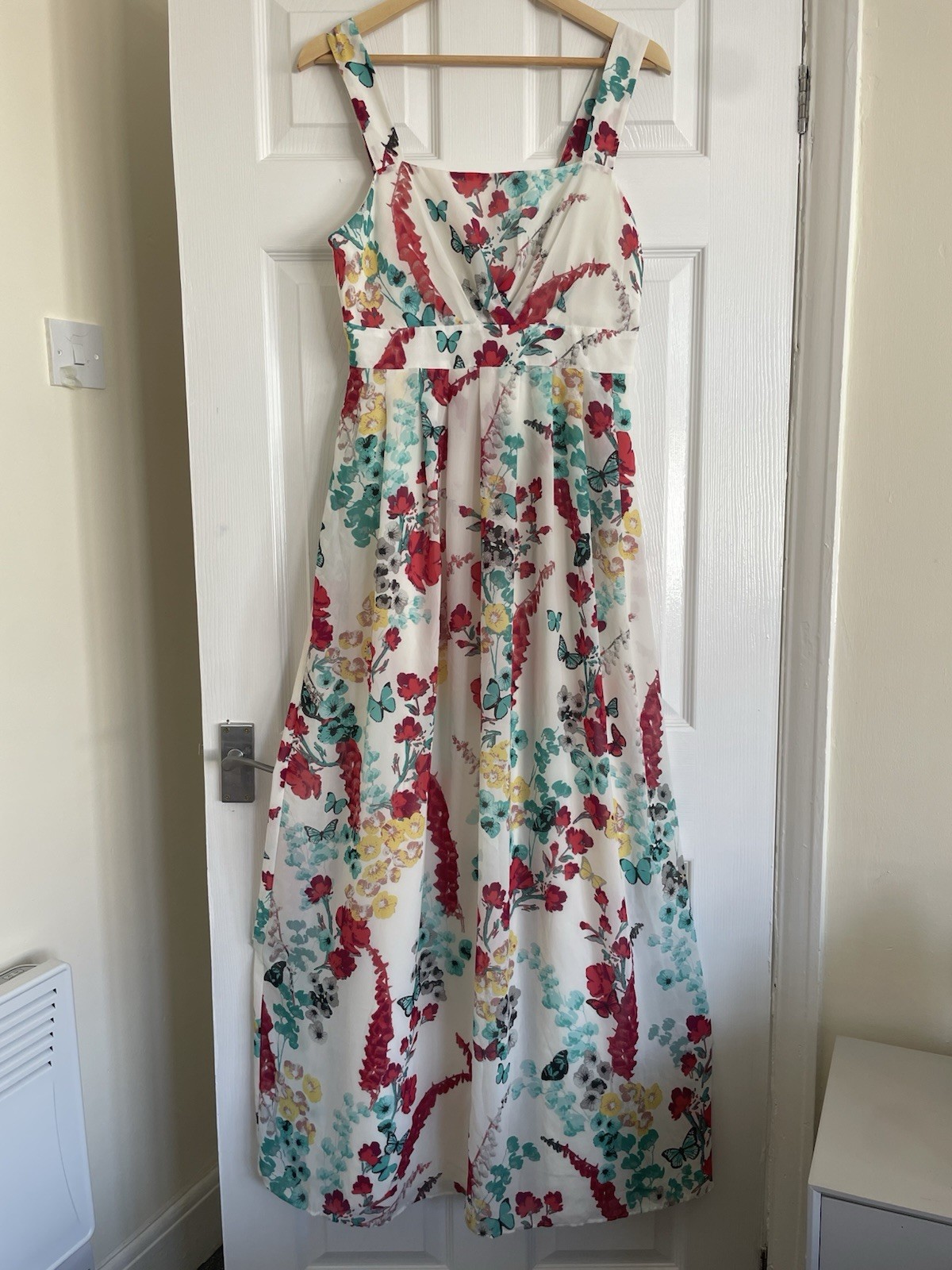 Monsoon Floral Butterfly Long Dress UK 12 Summer Garden Party Dress Cottagecore