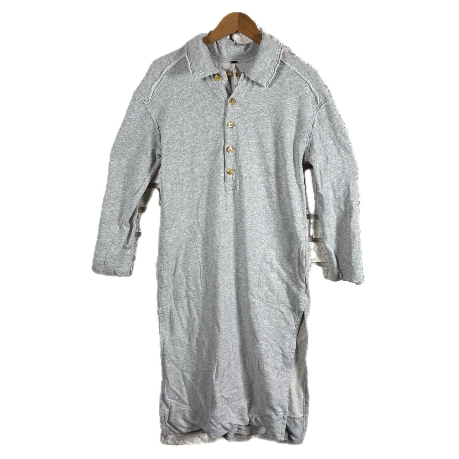 Free People On My Way Midi Dress Terrycloth Ash Grey Size Small