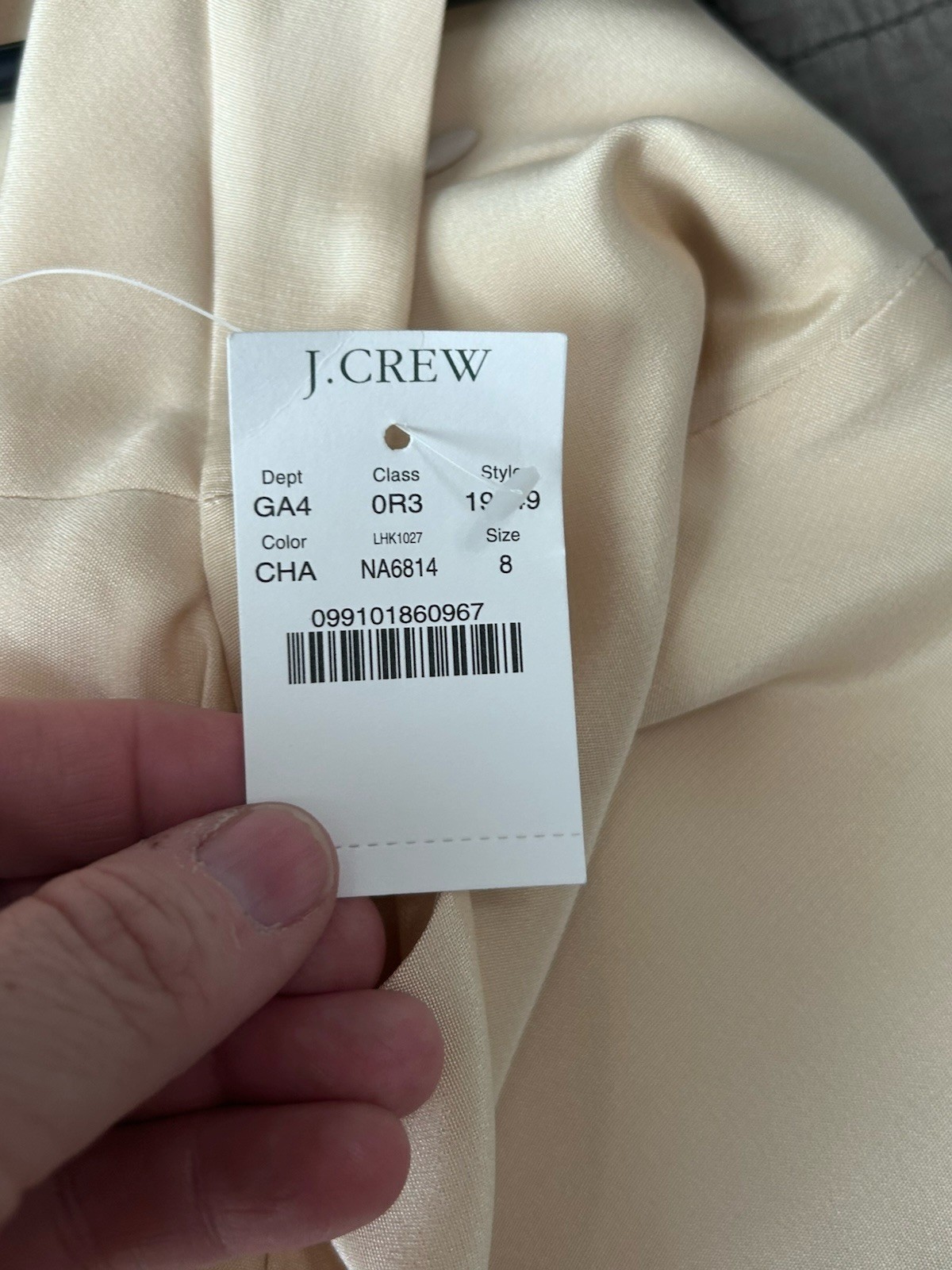 NWT J.Crew 100% Silk Cowl Neck Low Back A-Line Dress Size 8 Champagne
