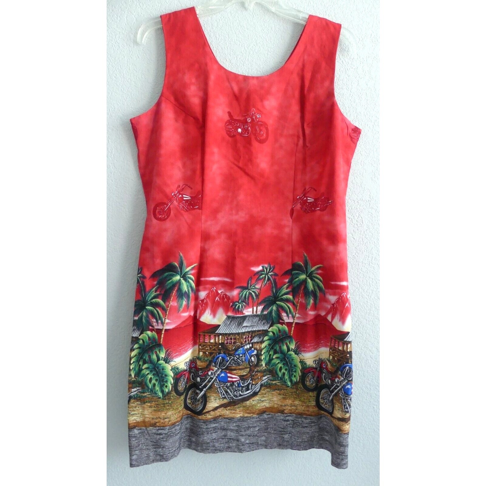 KY’s Hawaii Motorcycle Sundress Large Chopper Tropical Graphic Vintage