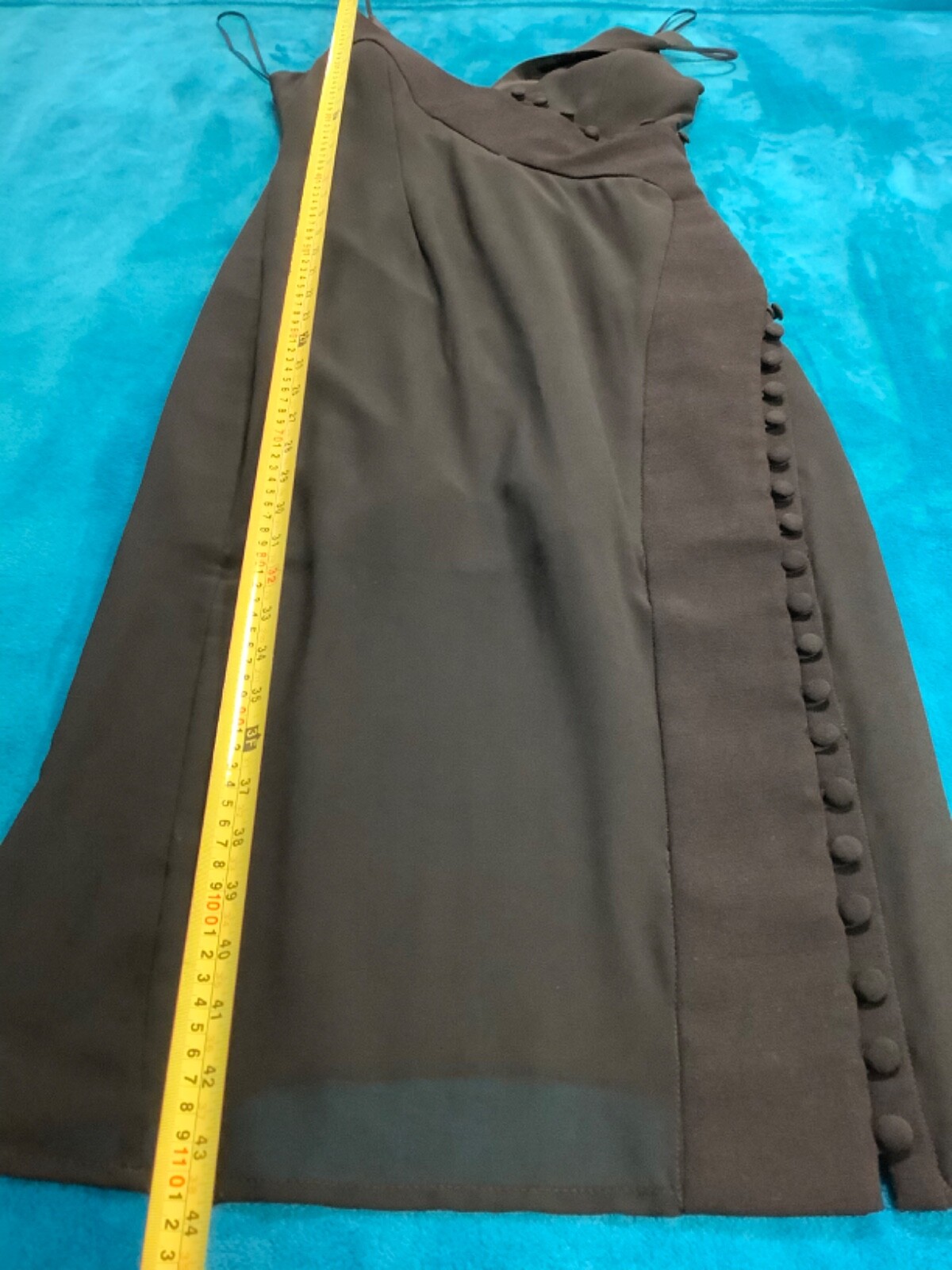 C/MEO Collective Spaghetti Strap Button Detail Sheath Dress Black