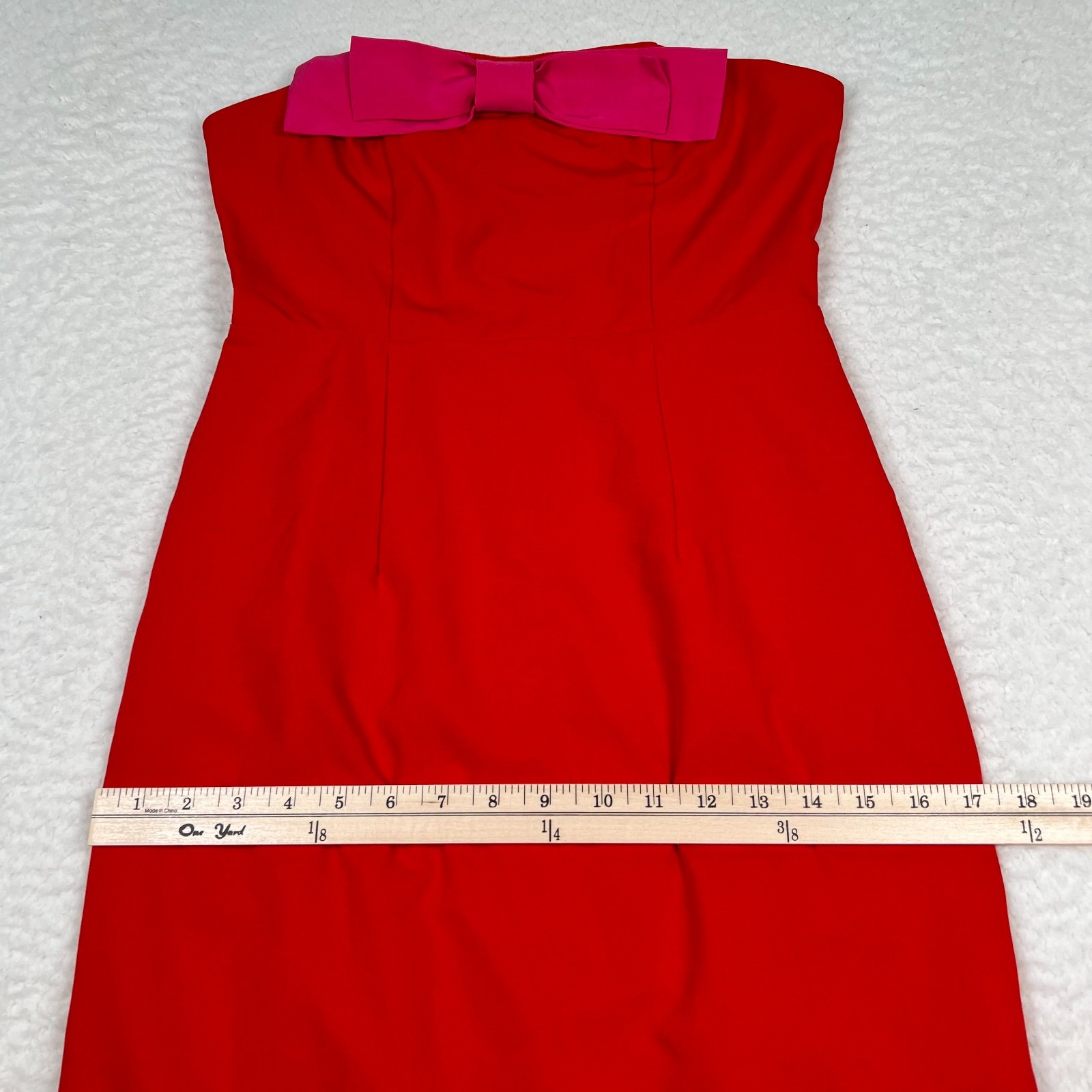 NWT Anthropologie Flat White Bow Midi Dress XS Strapless Formal Red Pink