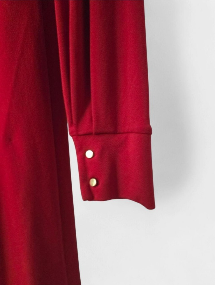 Long sleeve Red wrap dress with button cuffs