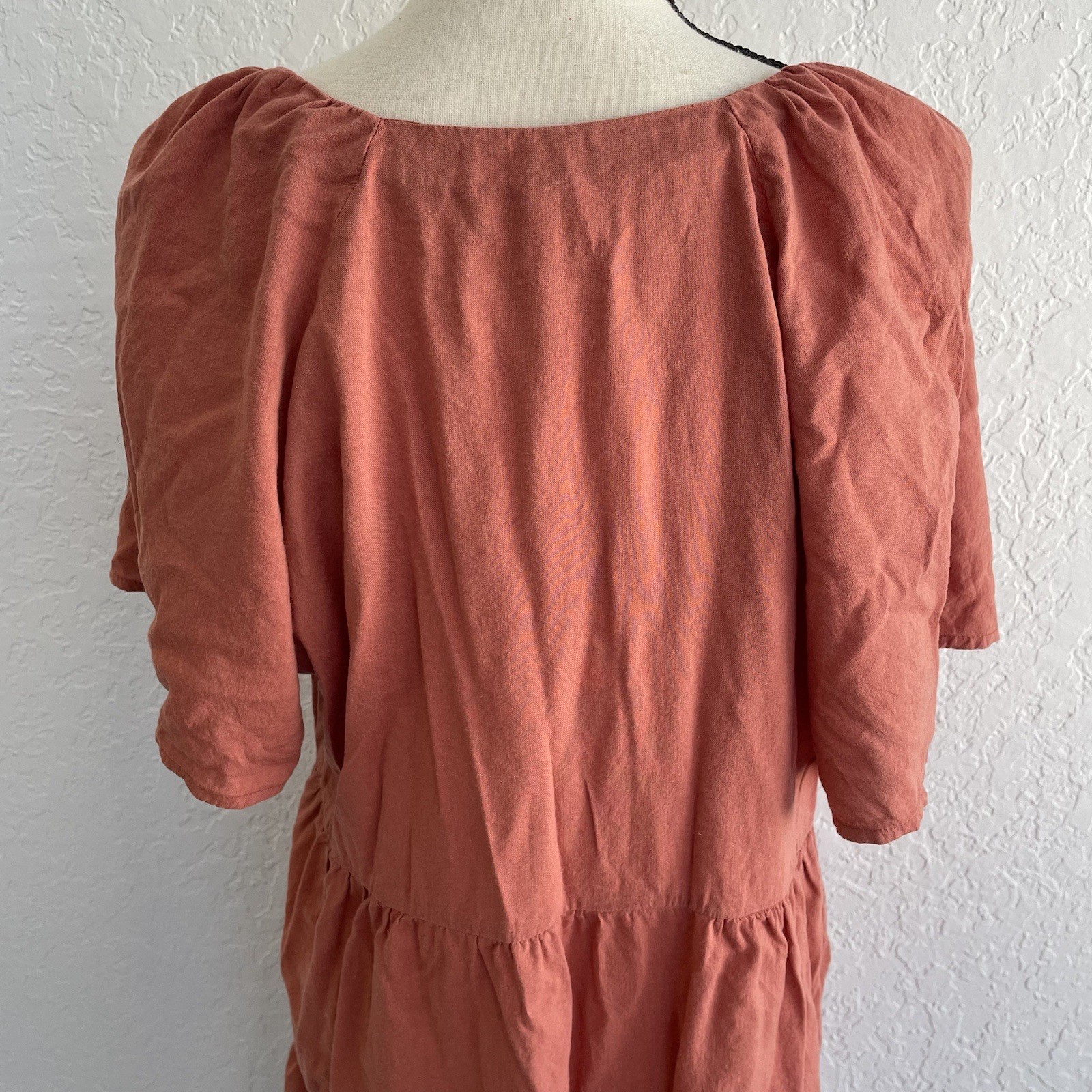 OLD NAVY Swing Dress Tiered Mini Swing Lightweight Pockets Unlined Rust Large