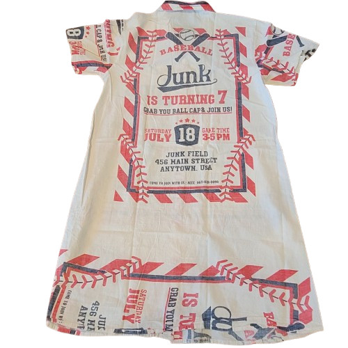 Flour Sack Dress Baseball Junk Vintage Look Feed Sack Garden Hippie Boho 1 Size