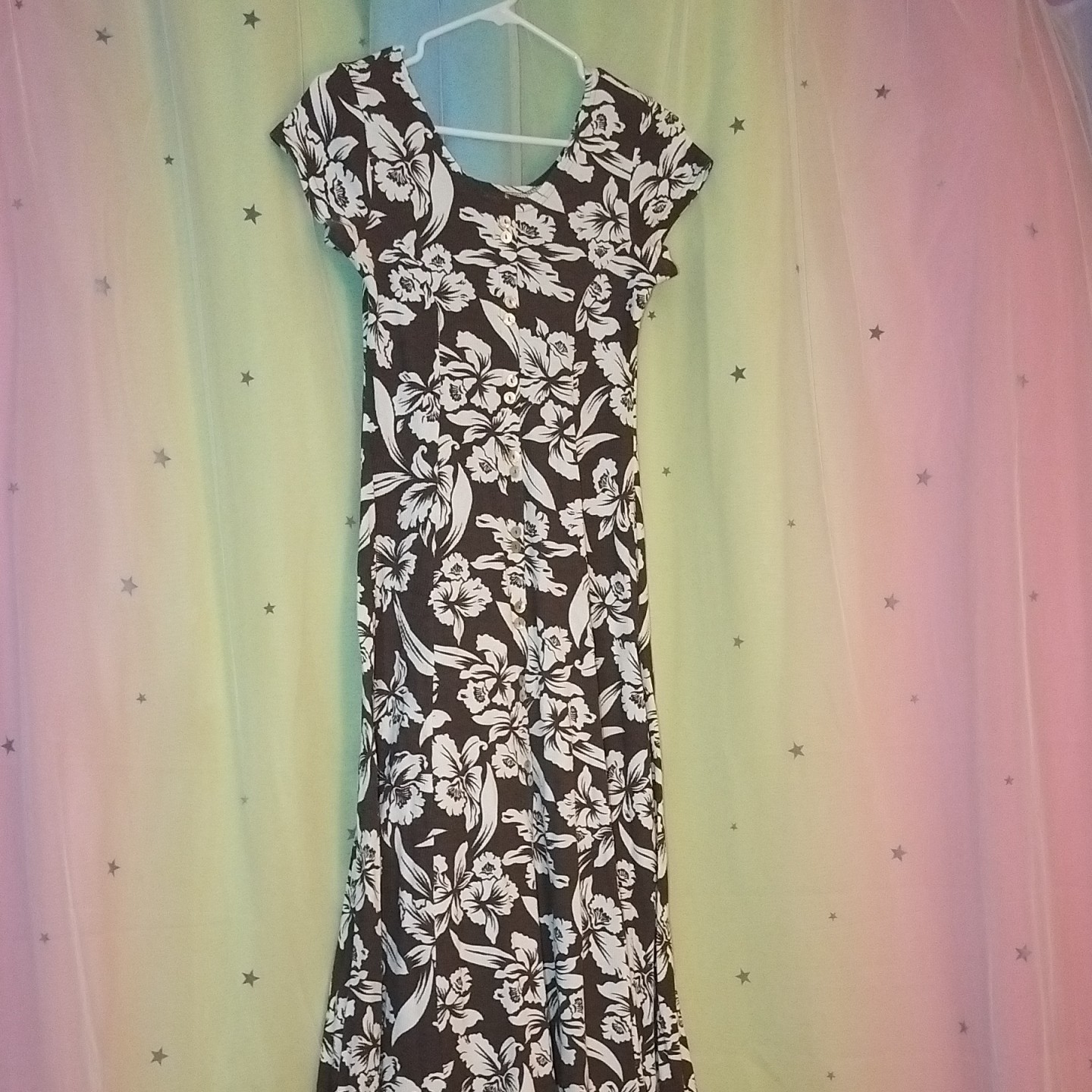 Vintage 80s Floral Brown Sundress, Unknown size, see description for measurement