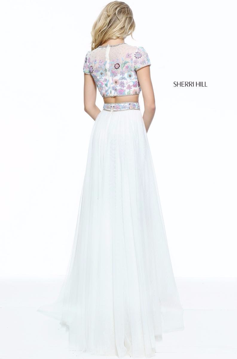 AUTHENTIC SHERRI HILL 2PC WHITE/MULTI SZ 10 GOWN FORMAL PROM PAGEANT DRESS #5115