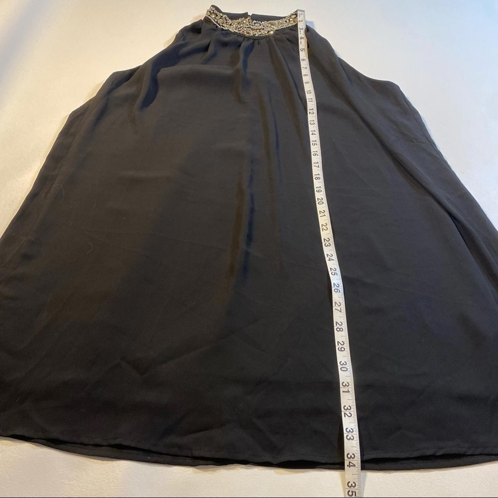 June & Hudson Size 1 Rhinestone Neck Black Halter Trapeze Dress