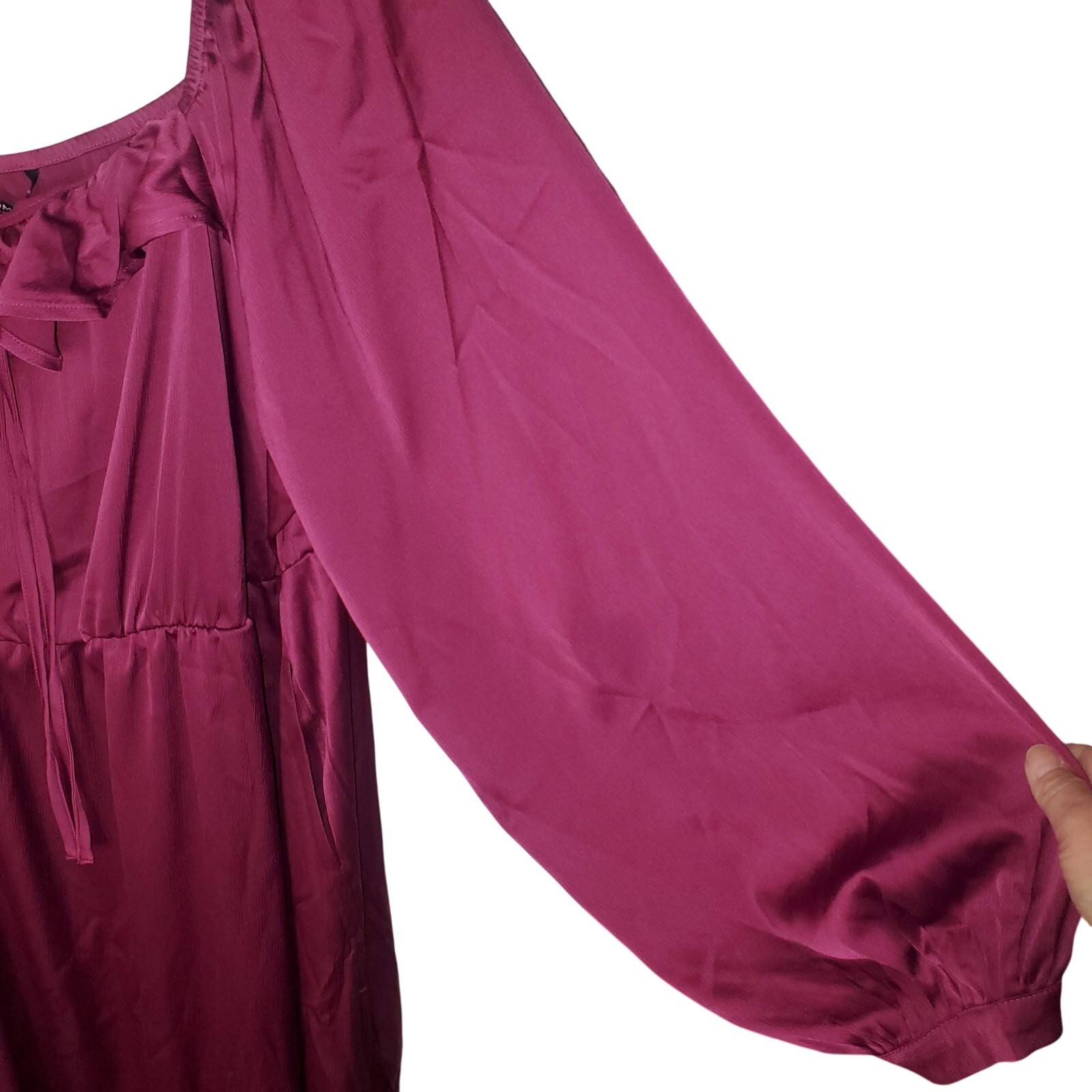 BloomChic Aubergine Purple Ruffle Neck Midi Dress Side Slit Plus 18/20 NWT