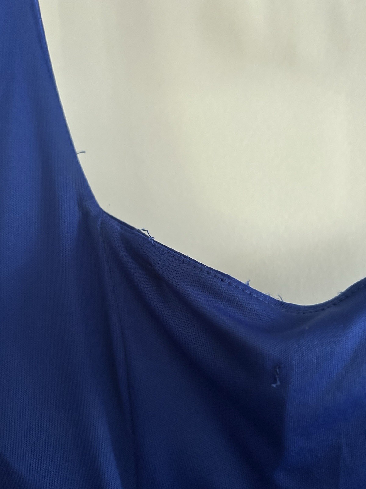 Cecy Triangles Blue Satin A-Line Mini Dress 3 Strappy Sleeveless Lined Zip