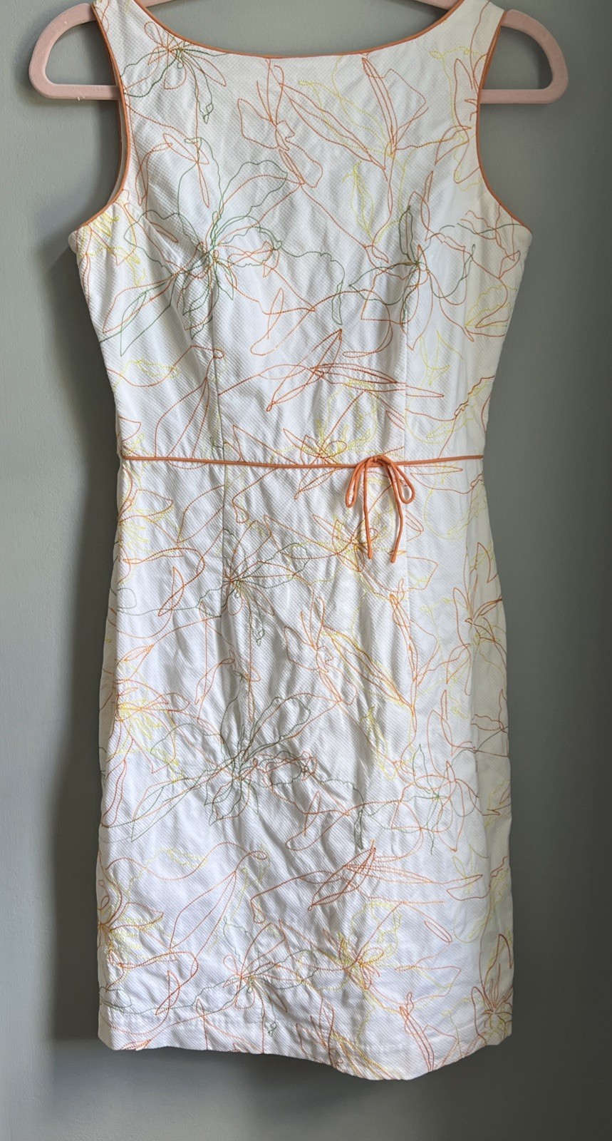 Tori Richard Women’s White Dress Orange Green Tropical Floral Hawaiian Size 4