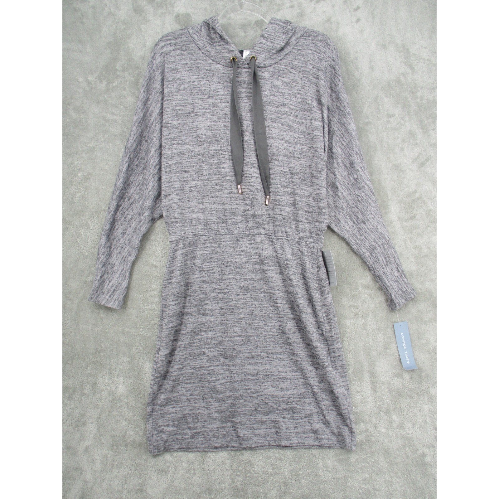 London Times Dreess Womens Large Athleisure Space Dye Hooded Long Sleeve Knit