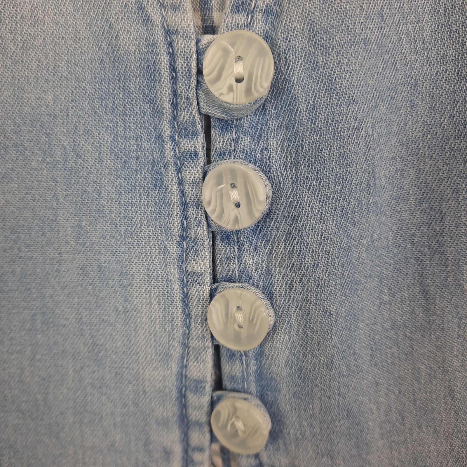 VTG 90s Button Front Denim Gingham Dress Womens 12 Cottagecore Prairie Western