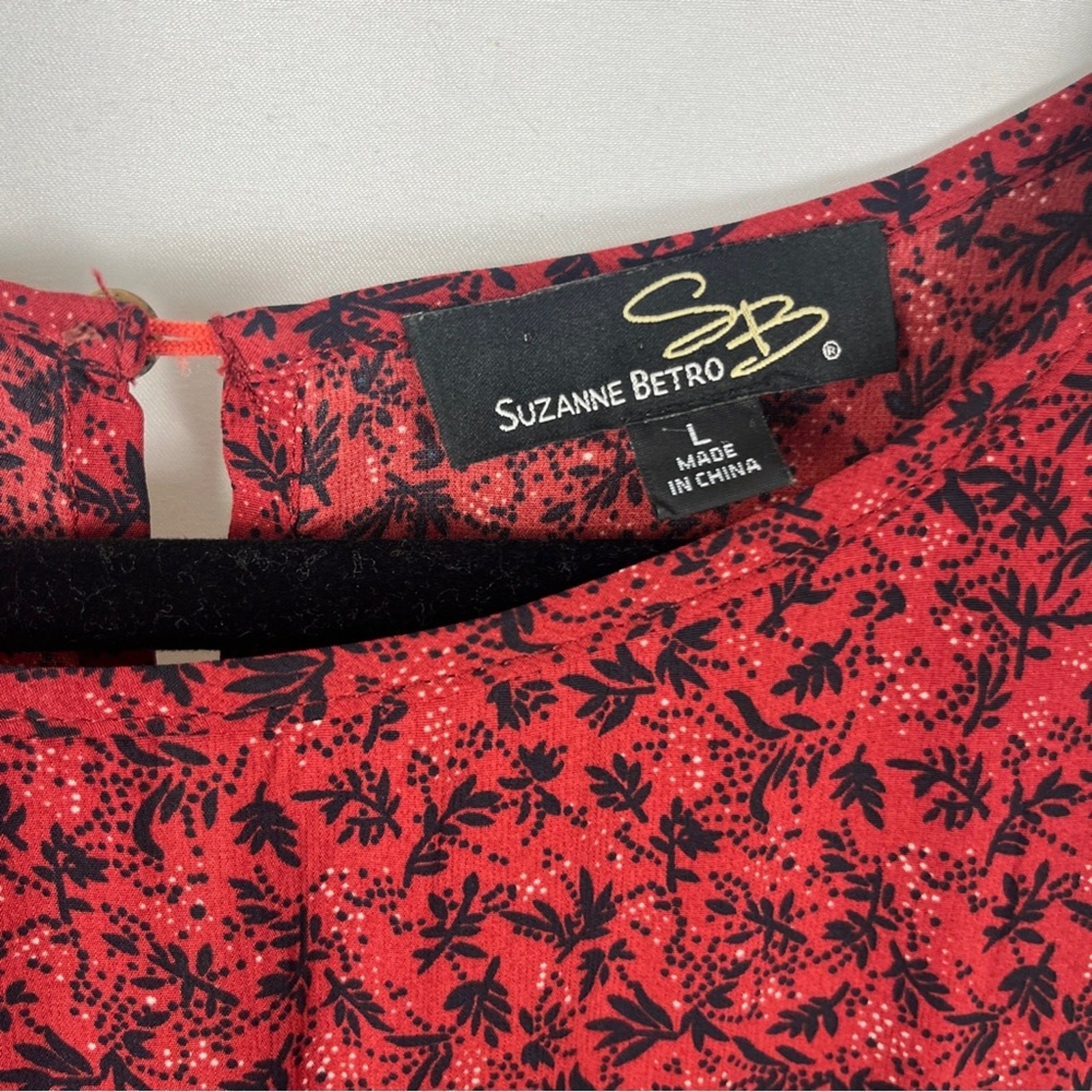 Red Black Print Tiered Ruffle Midi Dress Size Large Cottage Whimsigoth Goth