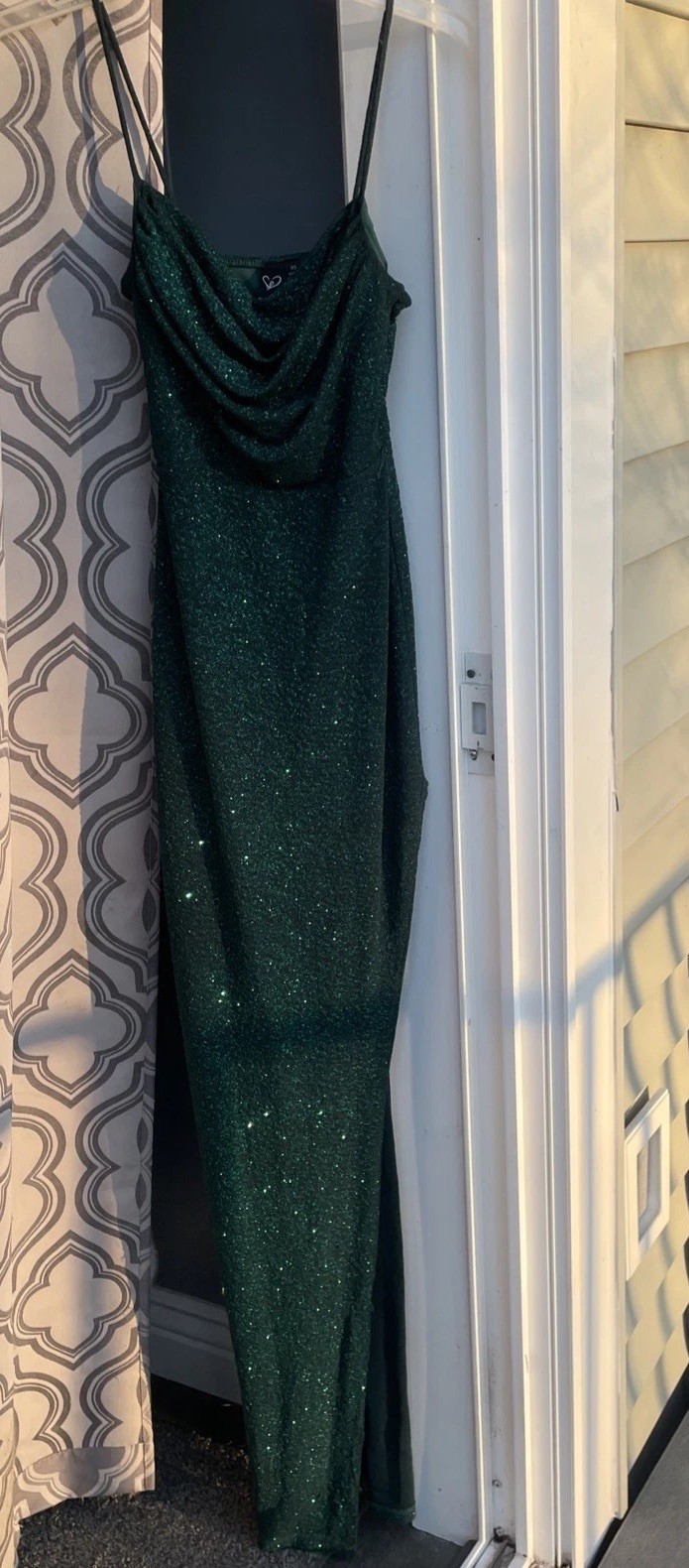 Forest Green Sparkly Floor Length Dress Extra Small By Windsor