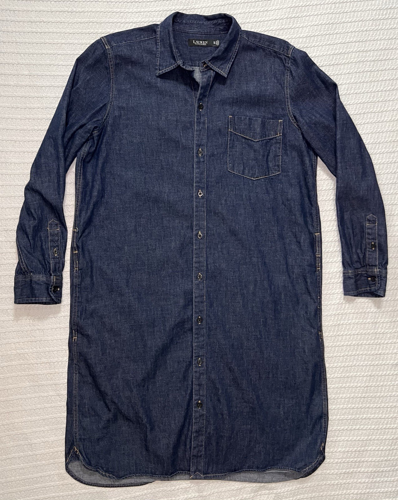 LAUREN RALPH LAUREN Denim Shirt Dress Dark Wash Womens Size XL Missing Belt