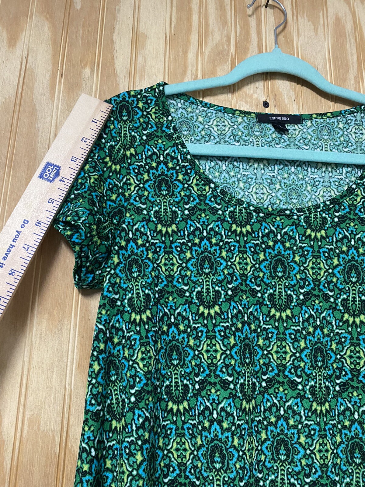 Espresso A-line Shift Dress Floral Geometric Green Jewel Tone