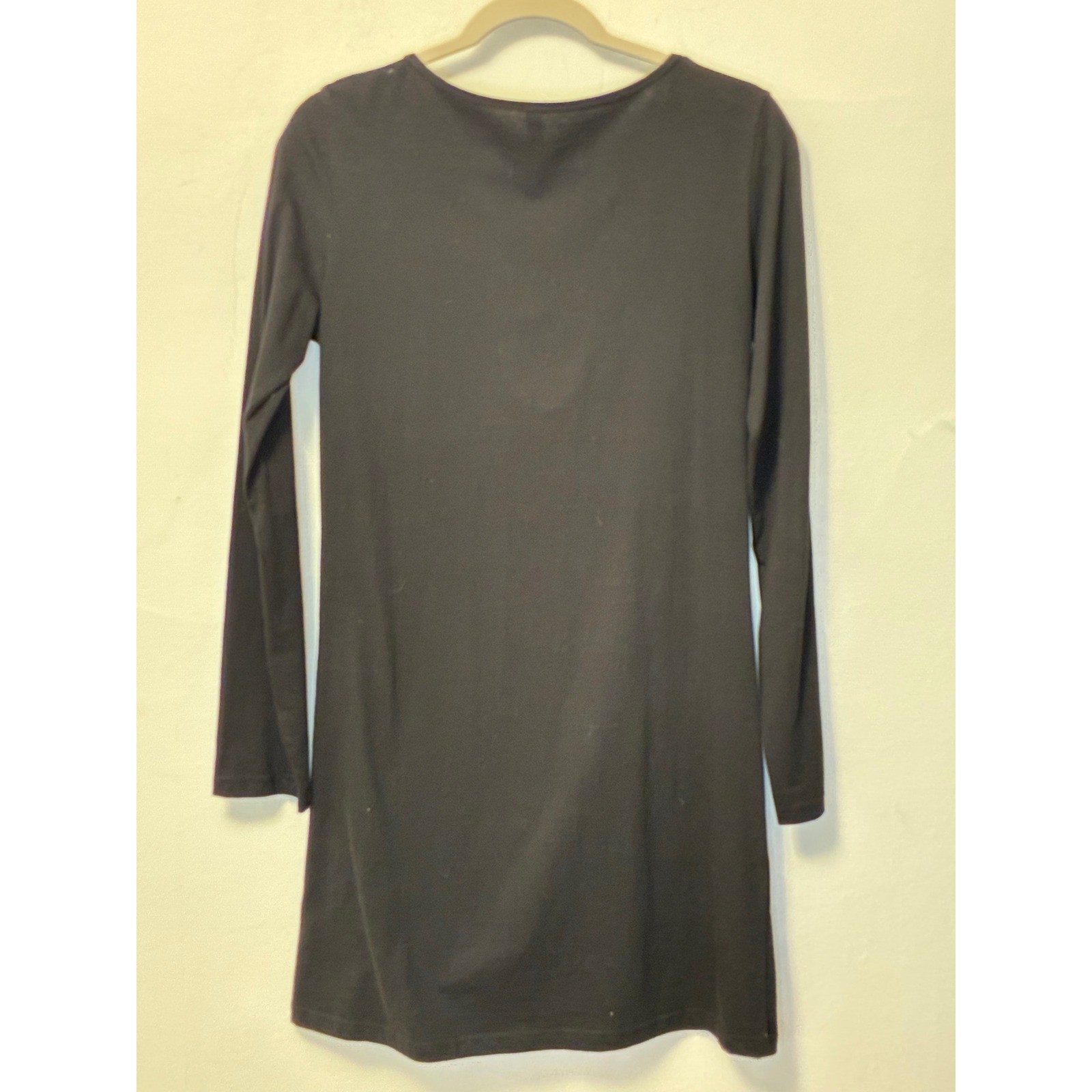 Sacred Threads Vintage Black Beaded Boho Mini Dress Tunic Long Sleeve Womens M